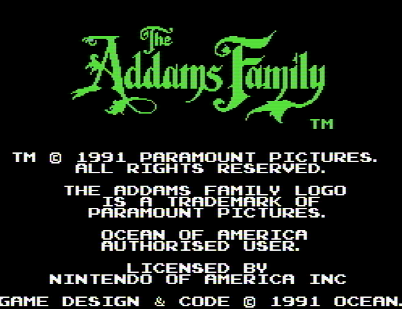 Титульный экран из игры Addams Family / Семейка Аддамс