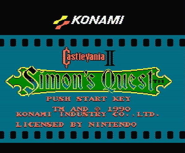 Титульный экран из игры Castlevania 2: Simon's Quest / Кастлевания 2: Приключения Саймона