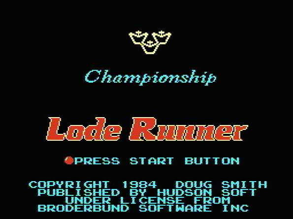 Титульный экран из игры Championship Lode Runner / Чемпионат Лоуд Раннера