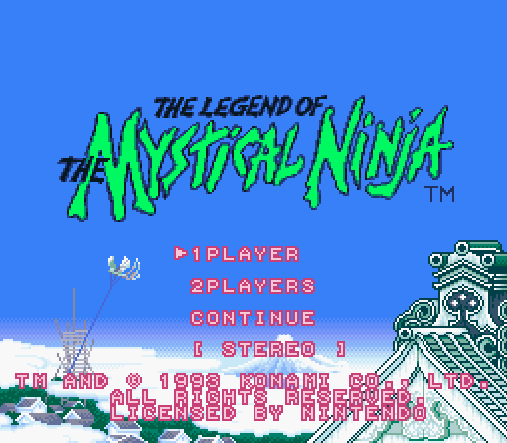 Титульный экран из игры Legend of The Mystical Ninja, The / Легенда о Таинственном Ниндзя