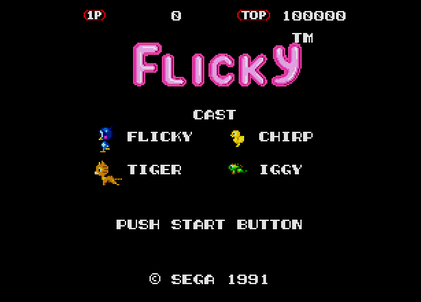 Титульный экран из игры Flicky / Флики