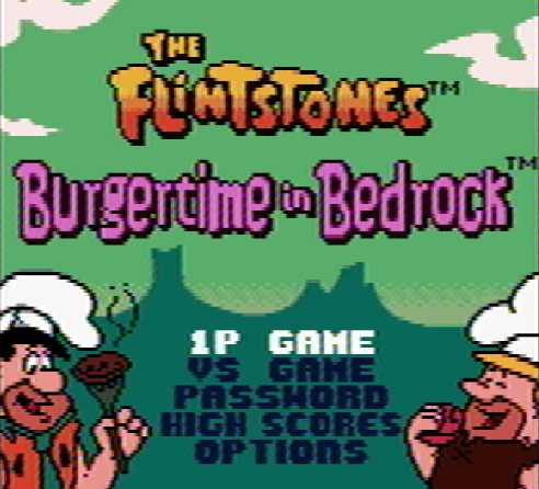 Титульный экран из игры Flintstones the - Burgertime in Bedrock / Флинтстоуны: Время Бургера в Бедроке