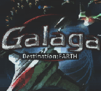Титульный экран из игры Galaga – Destination Earth / Галага – Точка Назначения — Земля.