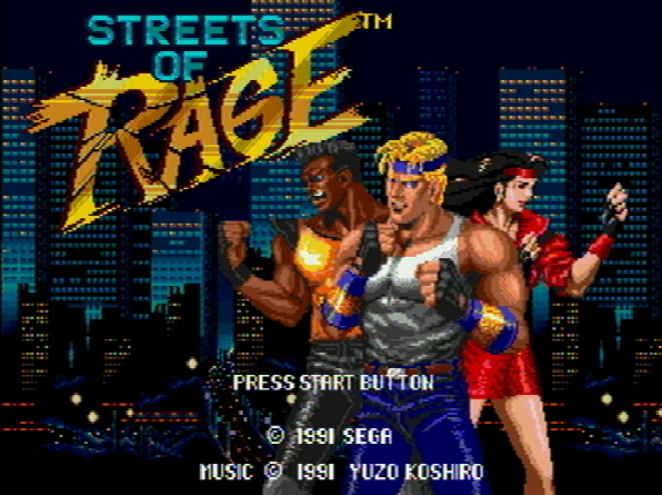 Титульный экран из игры Streets of Rage / Улицы Ярости