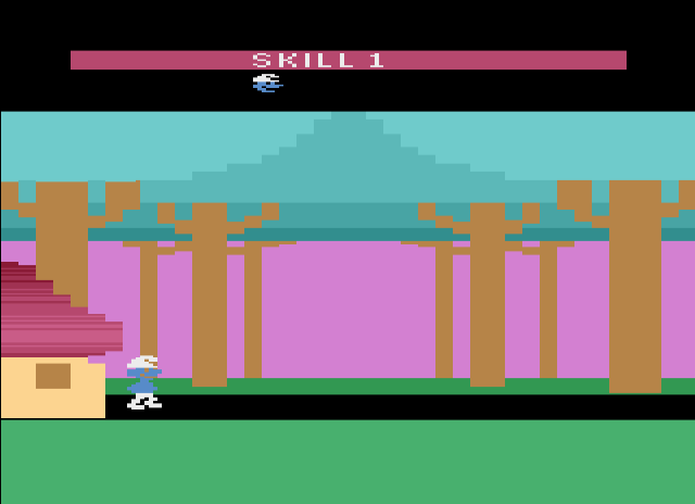 Титульный экран из игры Smurfs: Rescue in Gargamel's Castle (1983) (CBS Electronics) (PAL)