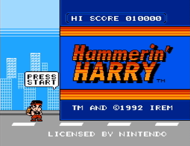 Титульный экран из игры Hammerin' Harry / Заколачиватель Гарри