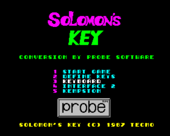 Титульный экран из игры Solomon's Key / Ключ Соломона