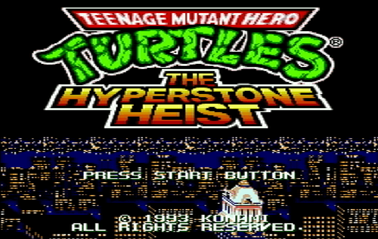 Титульный экран из игры Teenage Mutant Ninja Turtles: The Hyperstone Heist / Черепашки Ниндзя и Украденный ГиперКамень