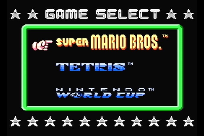 Титульный экран из игры 3 in 1 - Super Mario Bros. + Tetris + Nintendo World Cup