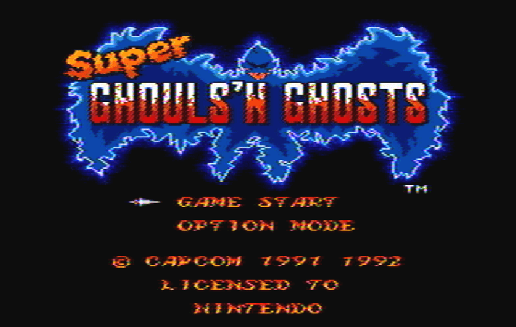 Титульный экран из игры Super Ghouls 'N Ghosts / Супер Гули и Призраки