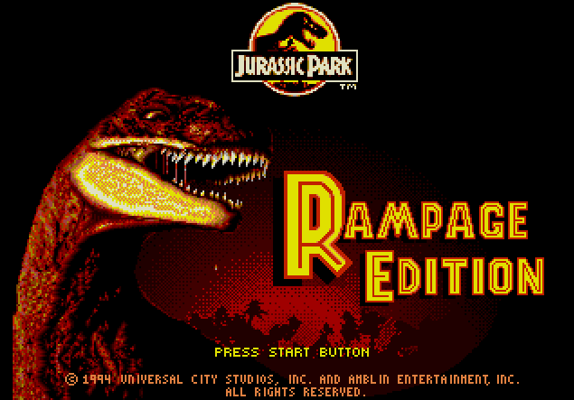 Титульный экран из игры Jurassic Park. Rampage Edition / Парк Юрского Периода. Дикое Издание