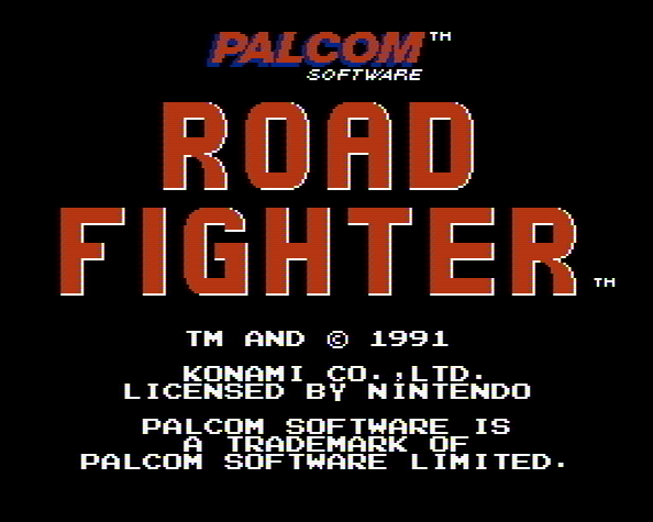 Титульный экран из игры Road Fighter / Дорожный Боец