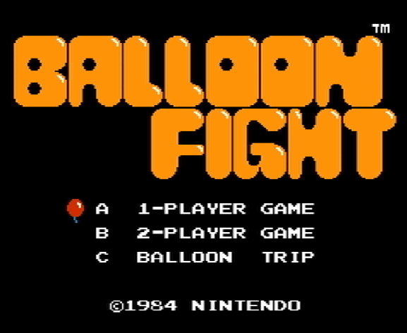 Титульный экран из игры Balloon Fight / Бой на Воздушных шарах